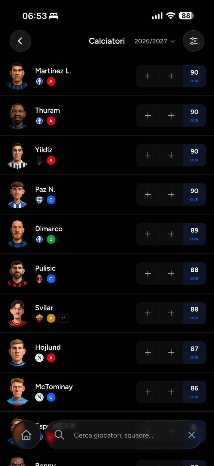 Predizioni nell'app x72